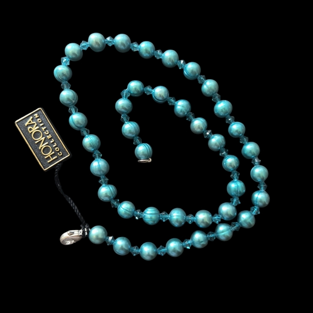 Honora Teal Blue Pearl, Crystal & Sterling Silver Necklace